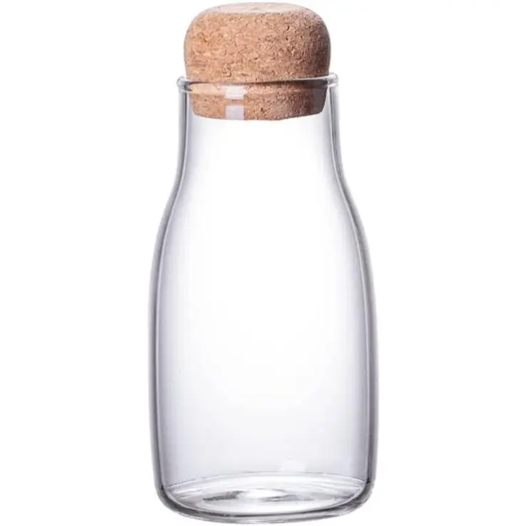 Glass Jars with Cork , Candy Jar with Lid, Coffee jar for Counter, Cookie Jar with Airtight , Clear Glass Jar for Candy, , Coffee Bean, Sugar, Spices,  etc(150ml/5.07oz)