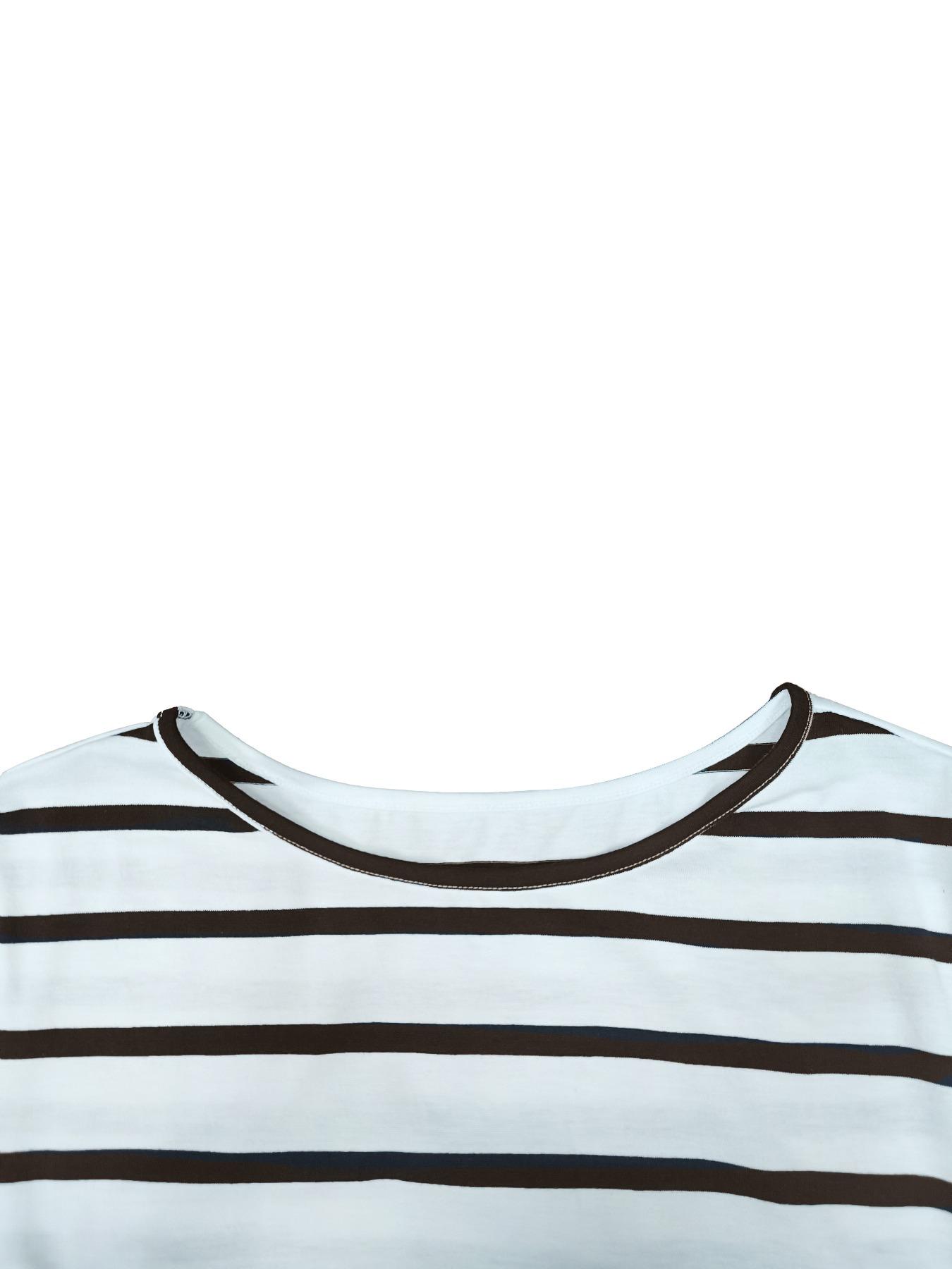 Women's Striped Print Crop Top & Split Thigh Button Skirt Two-piece Set, Striped Sets, Casual Long Sleeve Round Neck Top & High Waist Skirt for Daily Wear, Ladies Clothes for All Seasons, Fall outfit