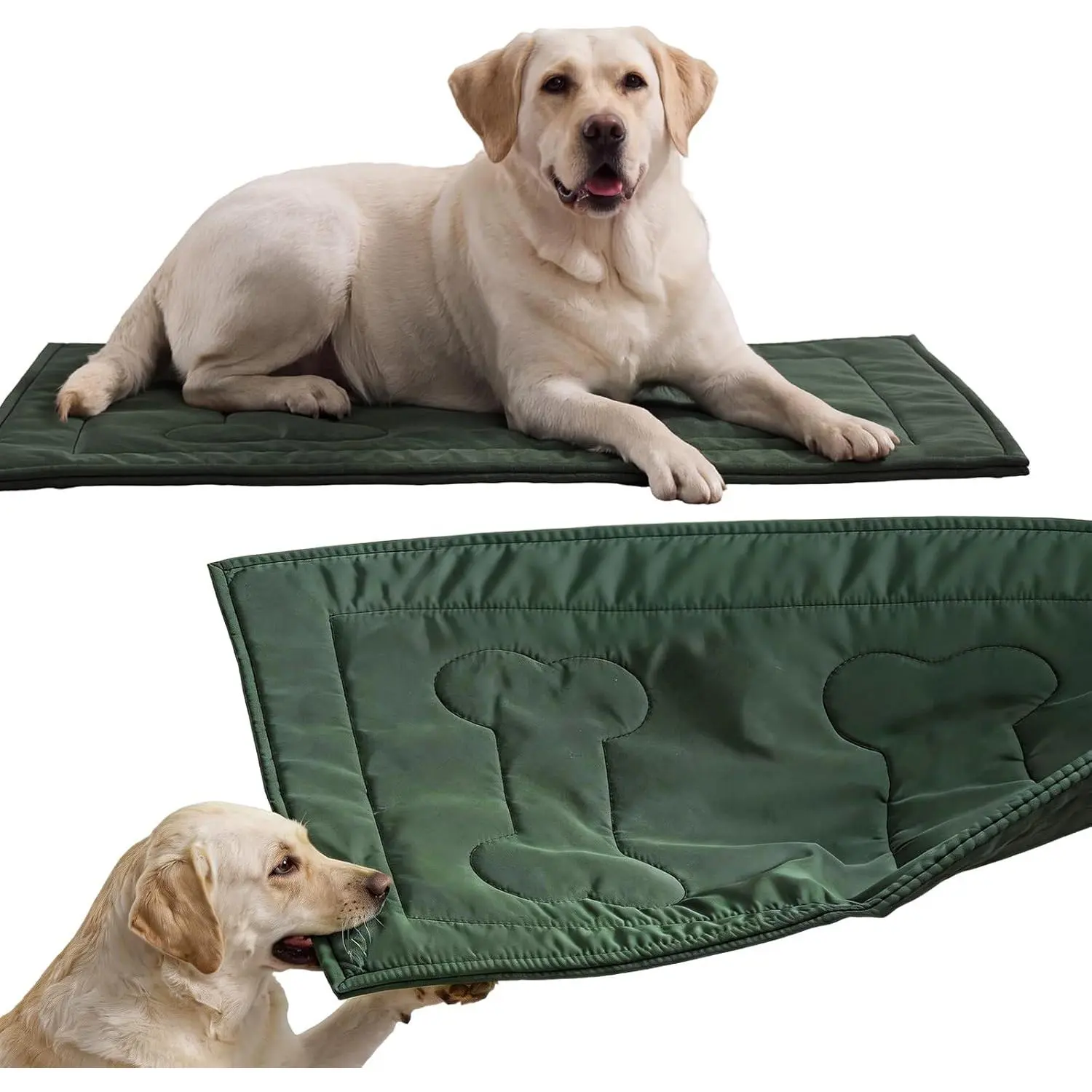 Chew Proof Dog Crate Pad Indestructible Durable Dog Bed for Aggressive Chewers Machine Washable Waterproof Indoor Outdoor Tough Kennel Pad for Small Dogs 18"x29" Green