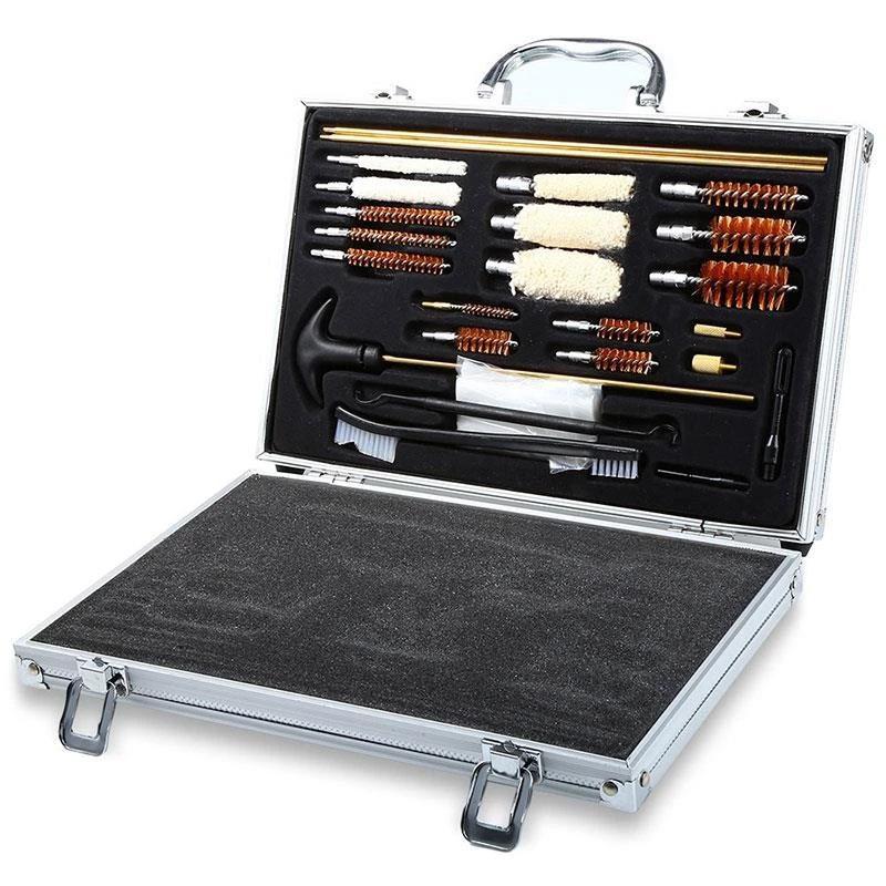 Aluminum Case Shooting Tool Cleaning Kit, 25pcs/set Shooting Tool Cleaning Brush with Storage Case, Professional Cleaning Tool for Rifle, Pistol, Hunting, Shooting