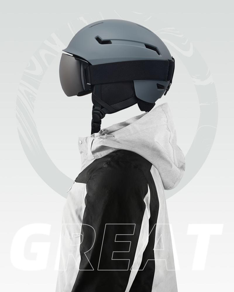 [Multi-Color Options]Adult Snowboard Helmet - Durable PC Shell, EPS Foam & Ventilation System - Unisex Ski Helmet in Matte Black, Gray & White for Men, Women & Youth