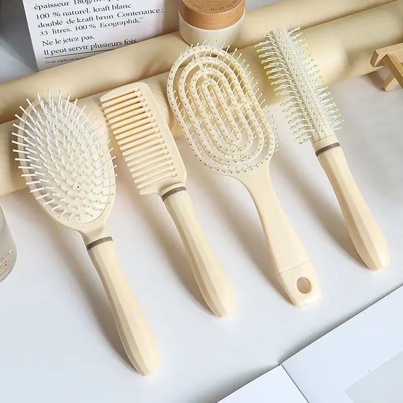 Women's Massage Comb, Round Tube Hair Brush, Soft Fluffy Hair Comb, Home Use Curling Comb, Bone Comb for Women