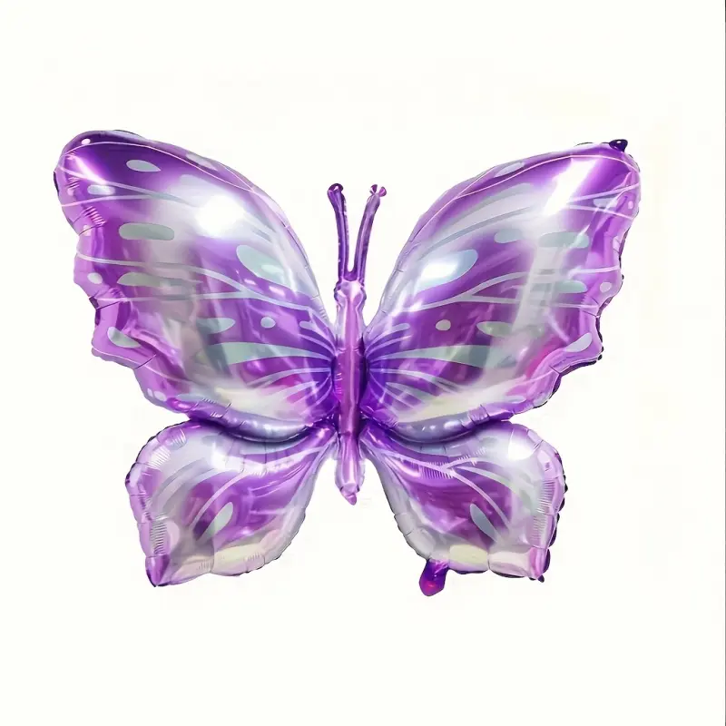 Aluminium Biodegradable Gradient Purple Floral Butterfly Foil Balloons (2-Pack) - Festive Party Supplies for Happy Birthday Balloon Decor, Background Walls, Photo Props