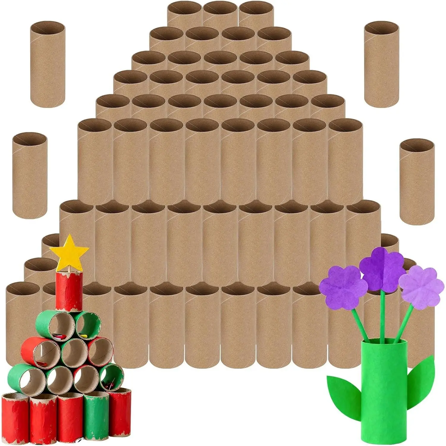 100 Pack Round Thick Cardboard Tubes Empty Toilet Paper and Paper Towel Rolls for Crafts Arts, 3.7in x 1.55in, BrownGift