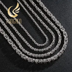 4/5/6/8 mm Choker Long Necklace Men Male Stainless Steel Byzantine Box Chain Husband Boyfriend Bff Gift