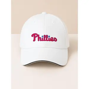 Philadelphia Phillies Embroidered Sandwich Brim Baseball Cap, Unisex Adjustable Breathable Sports Hat with Stretch Back Closure for Daily Outdoor & Game Day