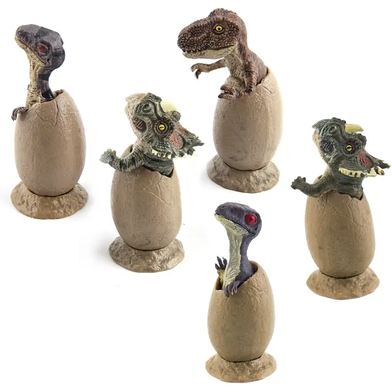5pcs Dinosaur Egg Playset T Rex Triceratops Tyrannosaurus Rex Semi Hatched Dinosaur Figures with Display Stand Collectible Animal Model Toys Christmas Birthday Gift for Kids Adults Home Office Decor