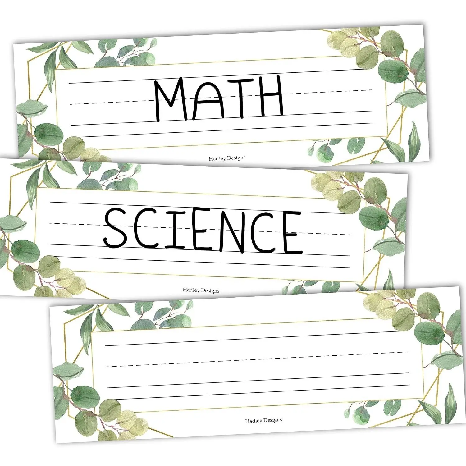 Desk Name Tags for Classroom - 25 Student Desk Name Plates for Classroom Decor, 9x3 Greenery Nametags Cubby Labels Teacher Supplies, 1st 2nd 3rd Grade Kindergarten Preschool Must Haves