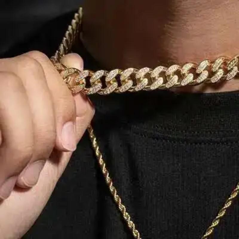 JH Perfect Jewelry Moissanite Diamond Iced Out Chain 925 Sliver Hip Hop Rapper Cuban Link Necklace