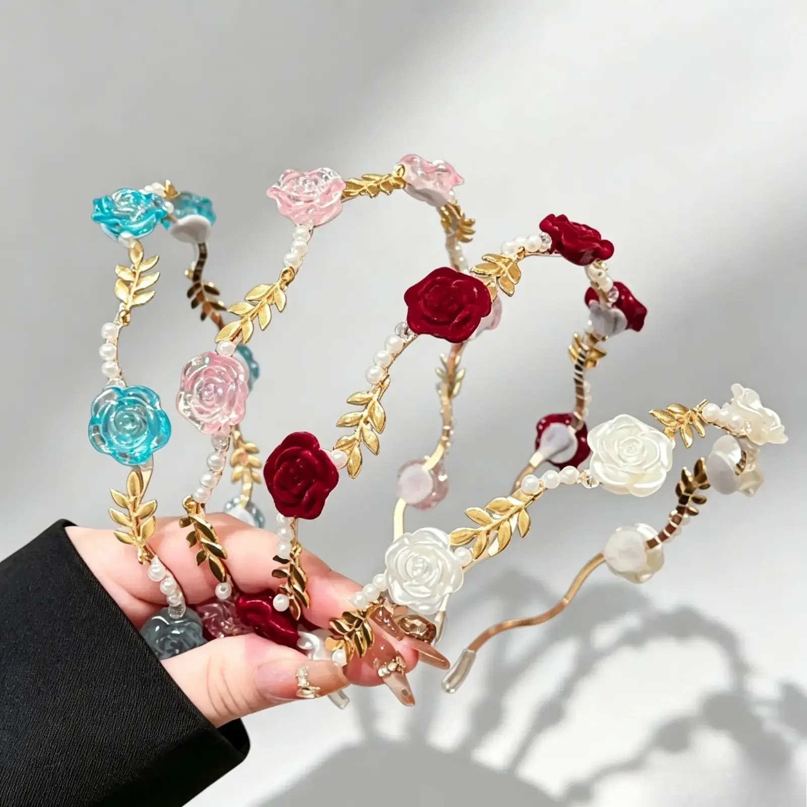 2PCS Vintage French Rose & Pearl Headband, Wheat Ear Design to Lift Crown Height. Elegant non-slip hair accessory, exquisite stylish decor for daily outfits, party looks and various hairstyle styling, ideal pick for summer wear.
