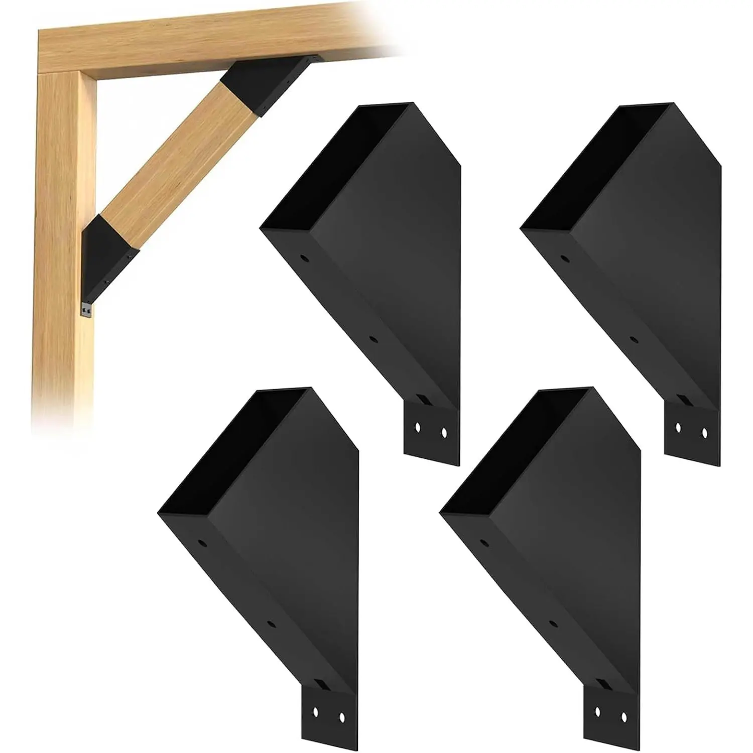 4 count 45  Angle Brackets for Pergola Kits - Heavy-Duty Metal Gazebo Brackets & 2x4  Connector,  DIY Pergola Bracket Kit with Lumber Compatibility