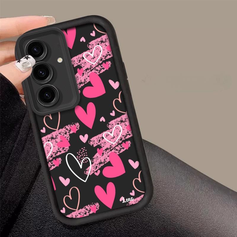 New Pink Graffiti Heart Phone Case for Samsung Galaxy S26 S25 S24 S23 S22 S21 Fe Plus Ultra A13 A14 A15 A16 A17 A33 A34 A35 A36 A52 A53 A54 Note20 Silicone, Protective