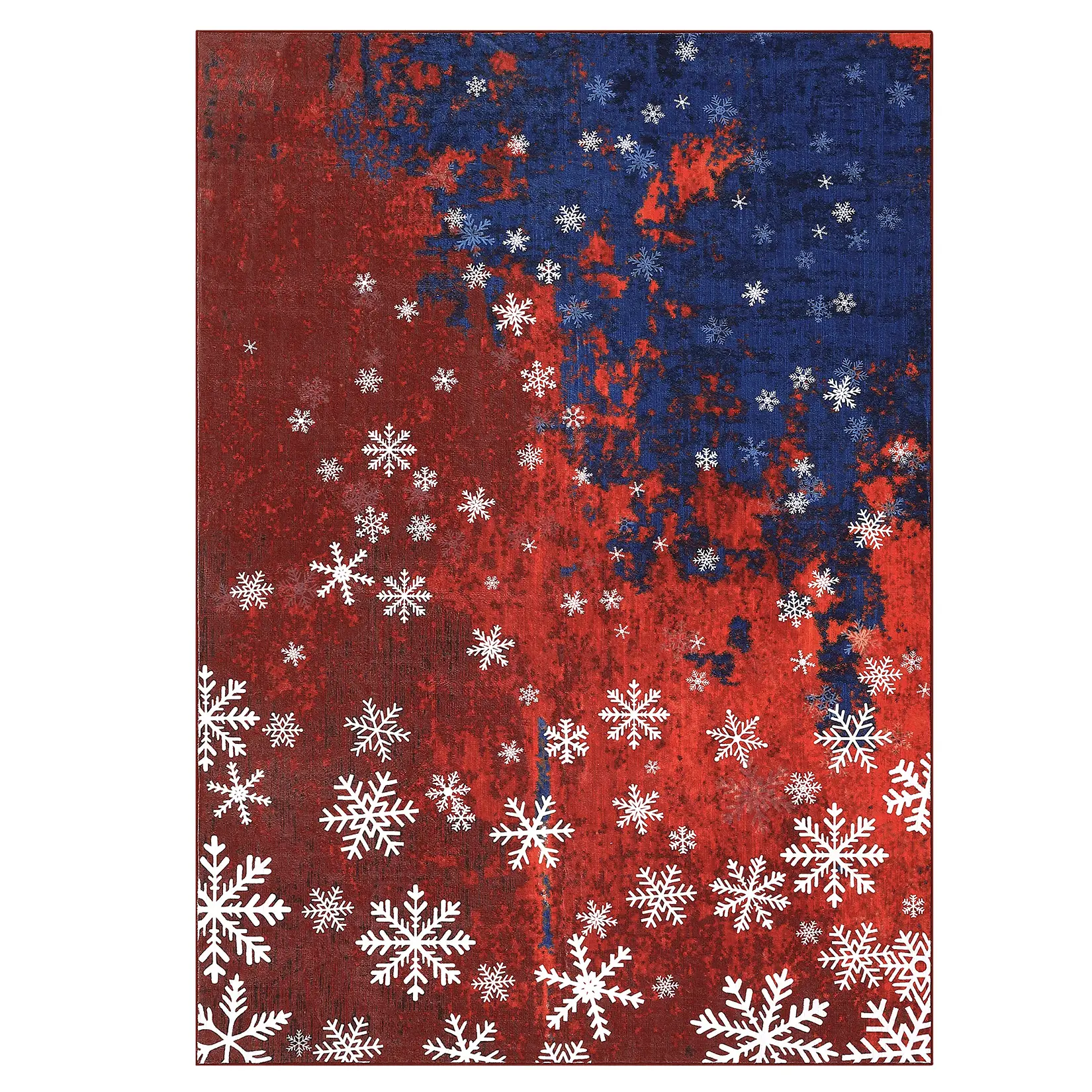 Christmas Snowflake Area Rug, Machine‑Washable Velvet Polyester Rug with TPR Non‑Slip Backing, Foldable Holiday Accent Rug for Living Room Bedroom Kitchen Entryway Office