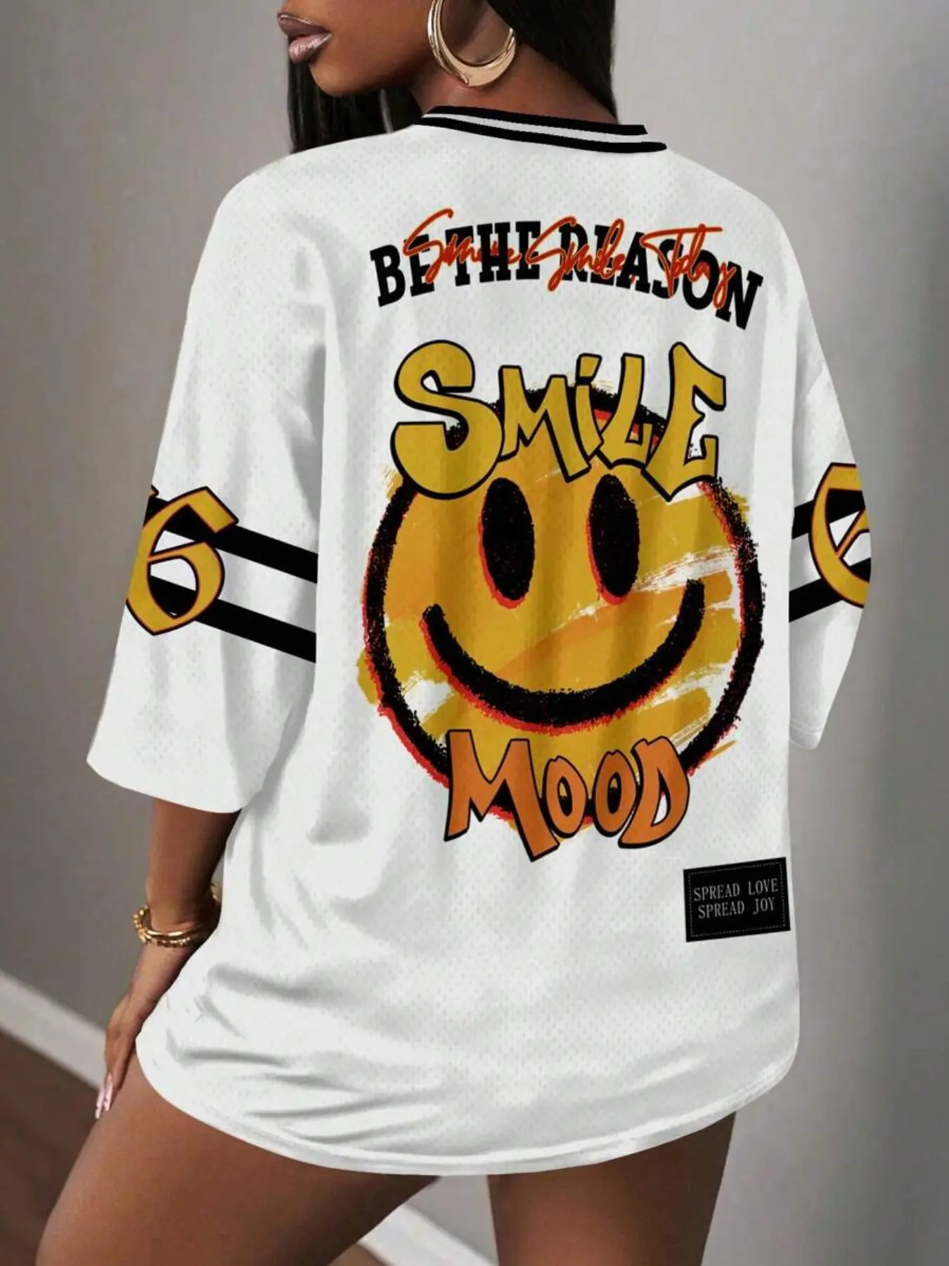 Fashion Street Style V Neck Baseball Rugby Short Sleeve T-Shirt, Summer Women's Top, Party Essential, Cartoon Print Sporty Tee, Streetwear Casual