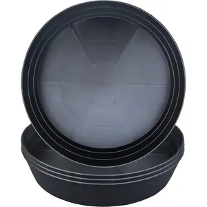 Plant Saucers 10 12 14 16 18 20 25 Inch, 4 Pack of Plastic Plant saucers for Pots，Extra-Deep Plant Water Dray Tray, Bird Bath Bowl, Heavy Plant Trays Indoors and Outdoor No Holes (12 Inch, Black)