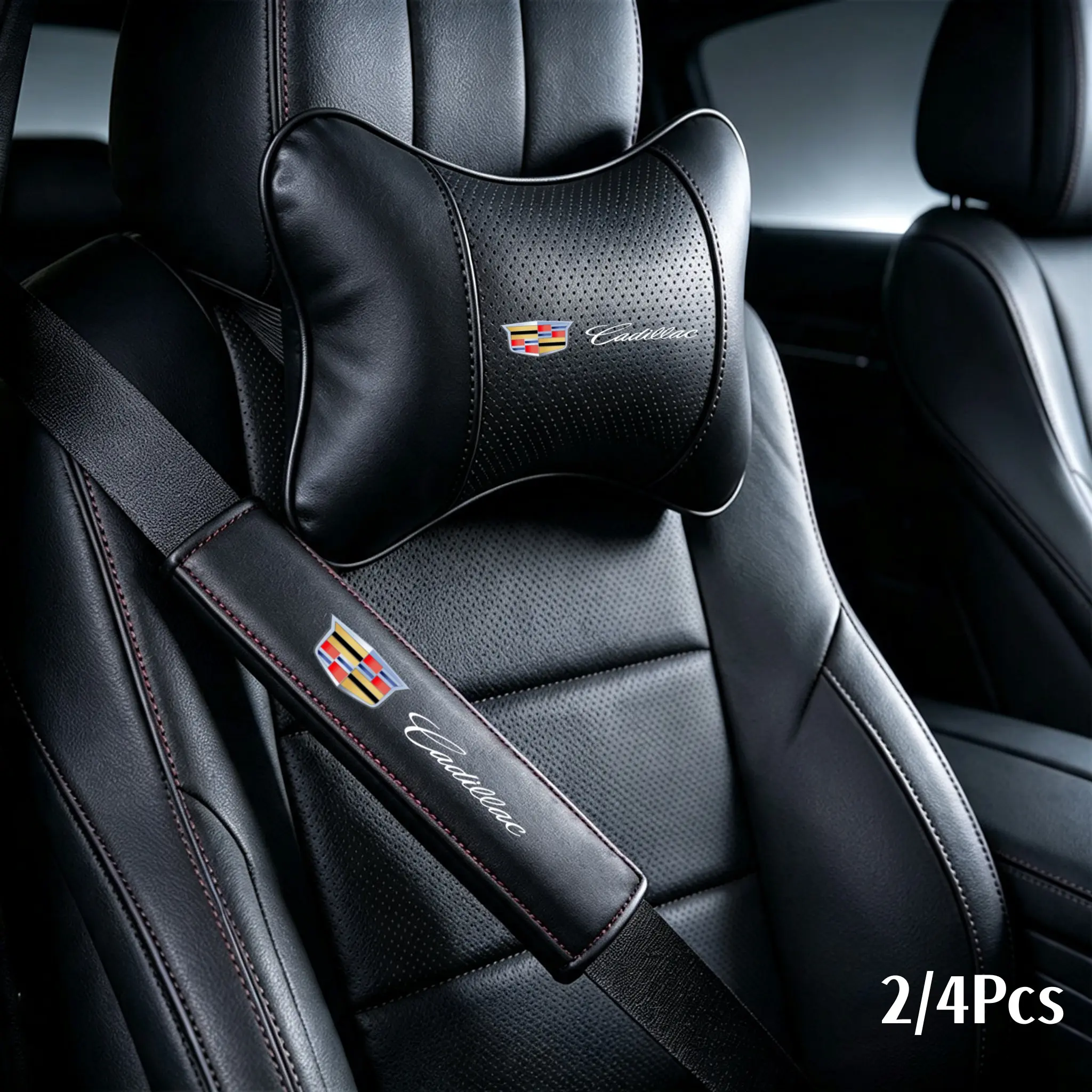 Car Seat Headrest Rest Neck Pillow Cushion Seat Belt Shoulder Pad for Cadillac ATS BLS CT4 CT5 CT6 CTS EXT SLR SRX STS XT4 XT5 XT6 XTS ESCALADE Automotive Auto Interior Accessories