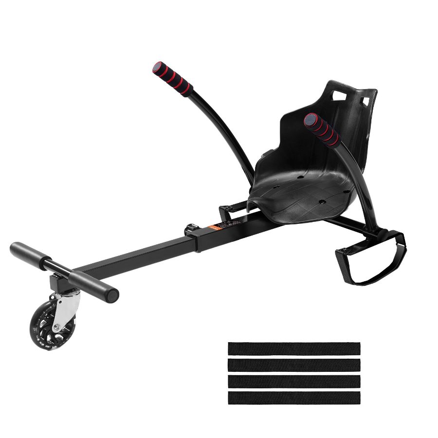 VEVOR Hoverboard Seat Attachment(Not included hoverboards), for 6.5 8 8.5 10 Hoverboards, with LED Lights, Grips Control, Adjustable Frame Length and 220 LBS Load Capacity, Hover Board Go Karts Accessory, for Kids Adults