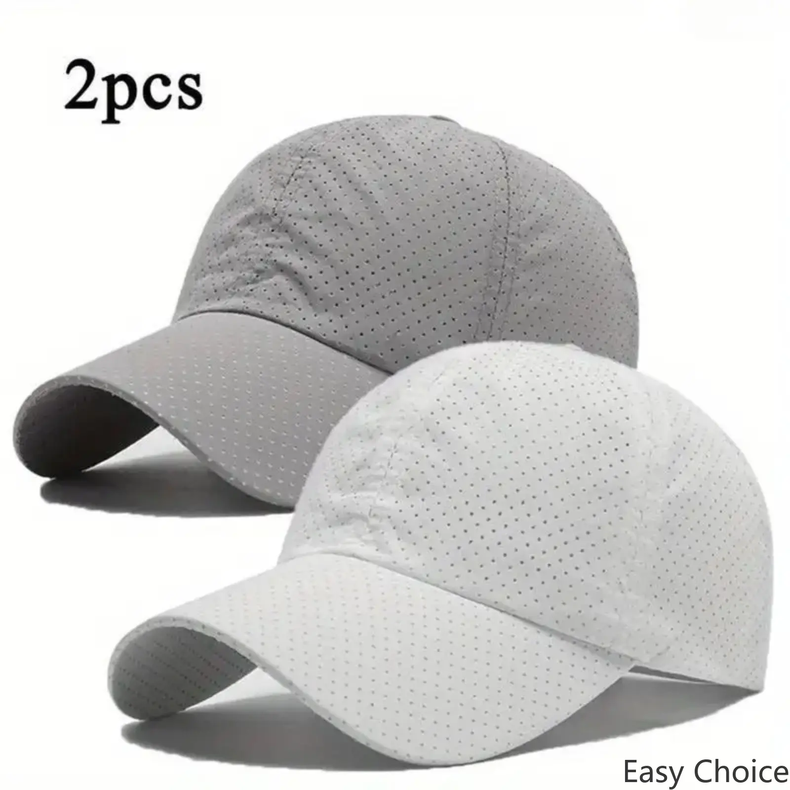 2 Pack Unisex Athletic Mesh Caps, Quick Dry Lightweight Sport Hats, Adjustable Breathable Polyester Hat for Running, Hiking & Outdoor Activities