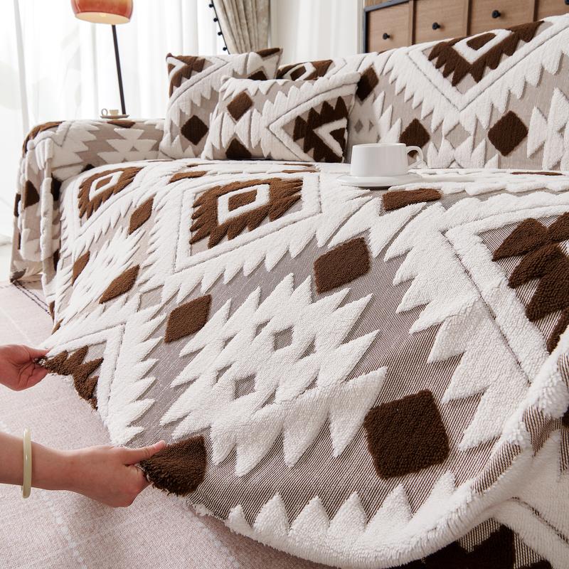 Geometric Pattern Sofa Cover, Sofa Couch Covers, 1 Count Soft Comfortable Sofa Slipcover, Sofa Protector for Home Living Room Bedroom Hotel Dormitory Decor