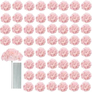 65pcs Fake Flowers Blush Hydrangea Artificial Flowers Bulk (Not Squished, No Steaming Need) Silk Flowers with Stems for Wedding Decor,Home,Baby Shower,Table Centerpieces Decoration