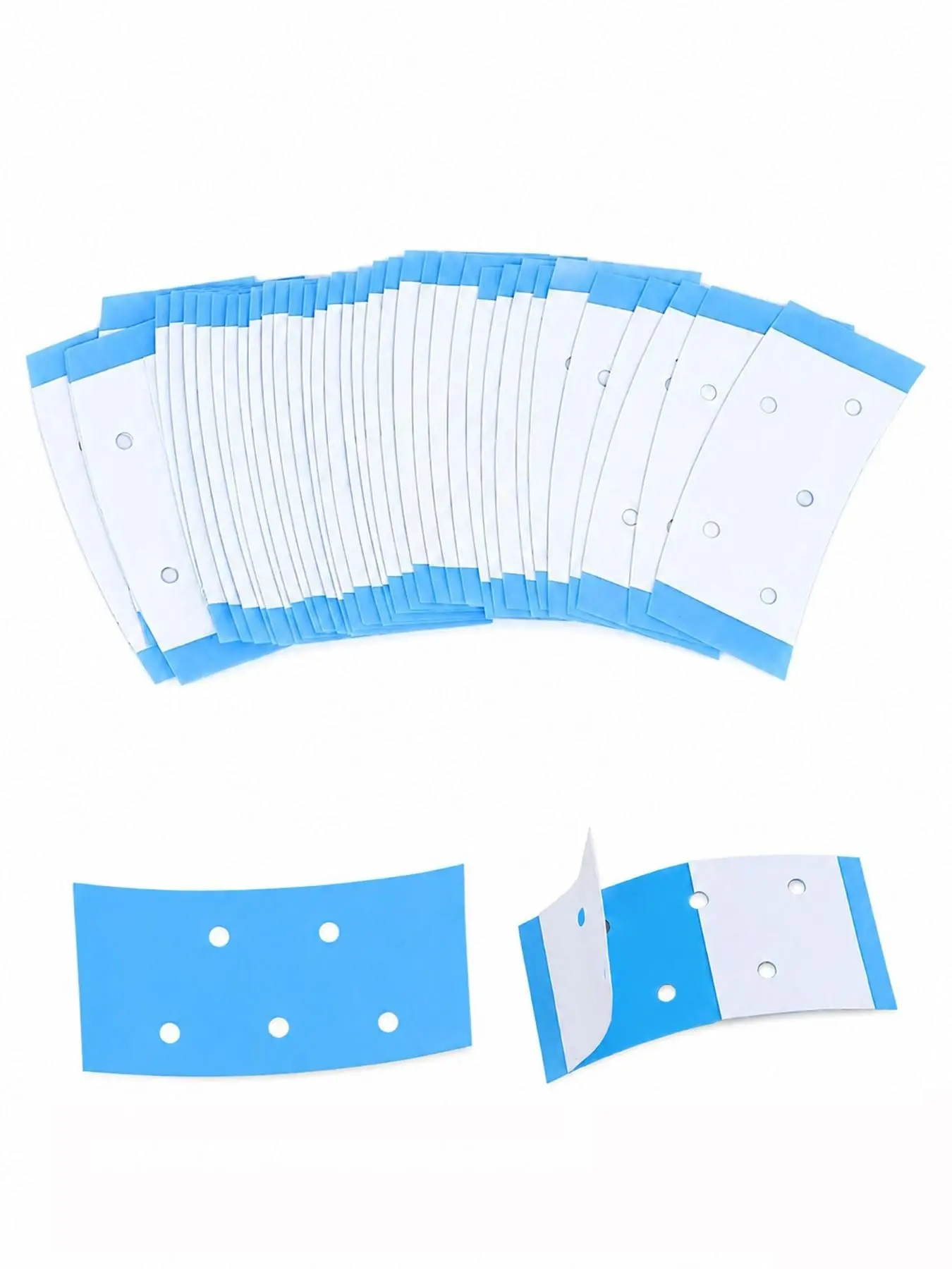 Wig Tape Strips 150pcs, Double Sided Waterproof Adhesive Tape, Blue with Hole, for Lace Wig Toupee, All Seasons Use