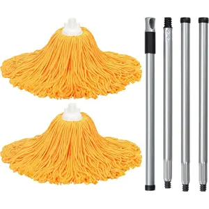 Microfiber Mop  Compatible with Microfiber Cloth Mop Refill,Stainless Steel Spin Mop  54" Handle with Wet Mop for Floor  (2 Mop Heads w/1 Handle)-Orange