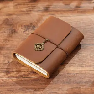 Handmade Retro Passport Travel Notebook Tri-fold Genuine Leather Traveler Notebook Refillable Design Loose-leaf Pages Sketchbook