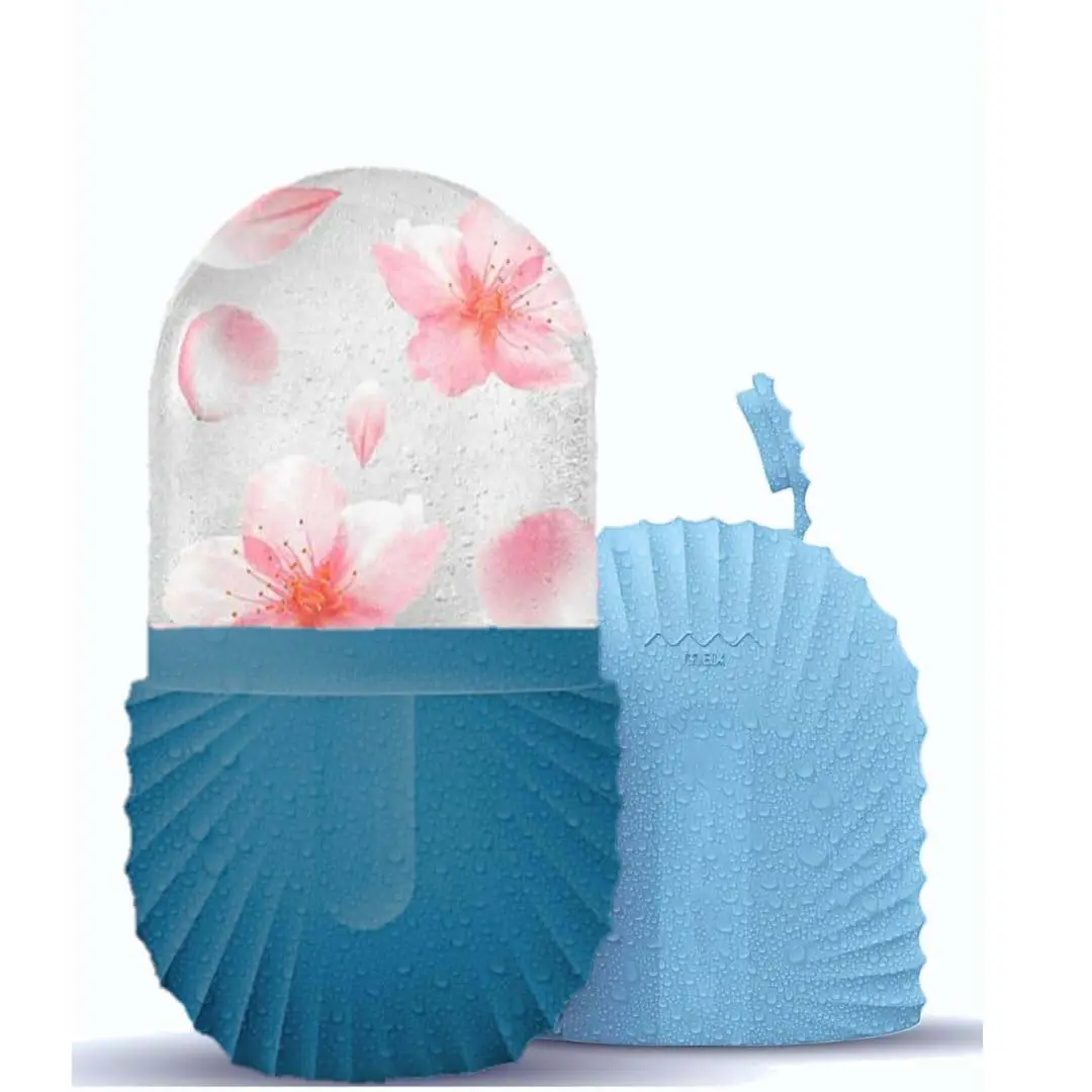 Reusable Silicone Face & Eye Ice Roller - Blue Skincare Tool for Under Eye Puffiness, Skin Tightening, Pore Shrinking, Cooling Massage, All