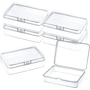 6 count Mini Plastic Storage Containers with , 4.5x3.4 Inches Clear Rectangular Boxes for Beads, , Small Items, Crafts,  Pieces, Business Cards, Accessories, Organizers for Collecting