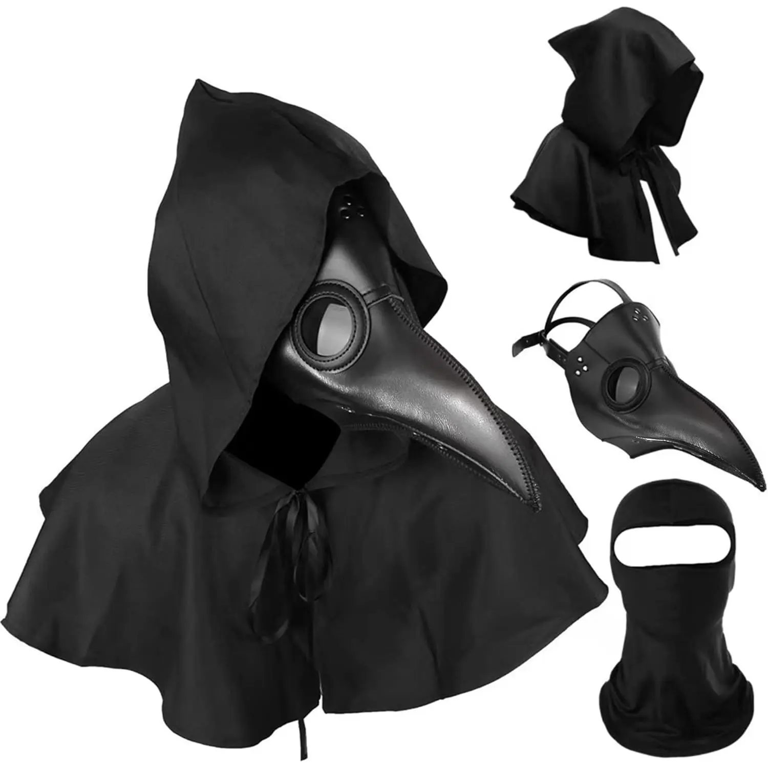 3-in-1 Plague Doctor Mask and Cloak Halloween Costume for Men Scary Masks for Adults(Gift)