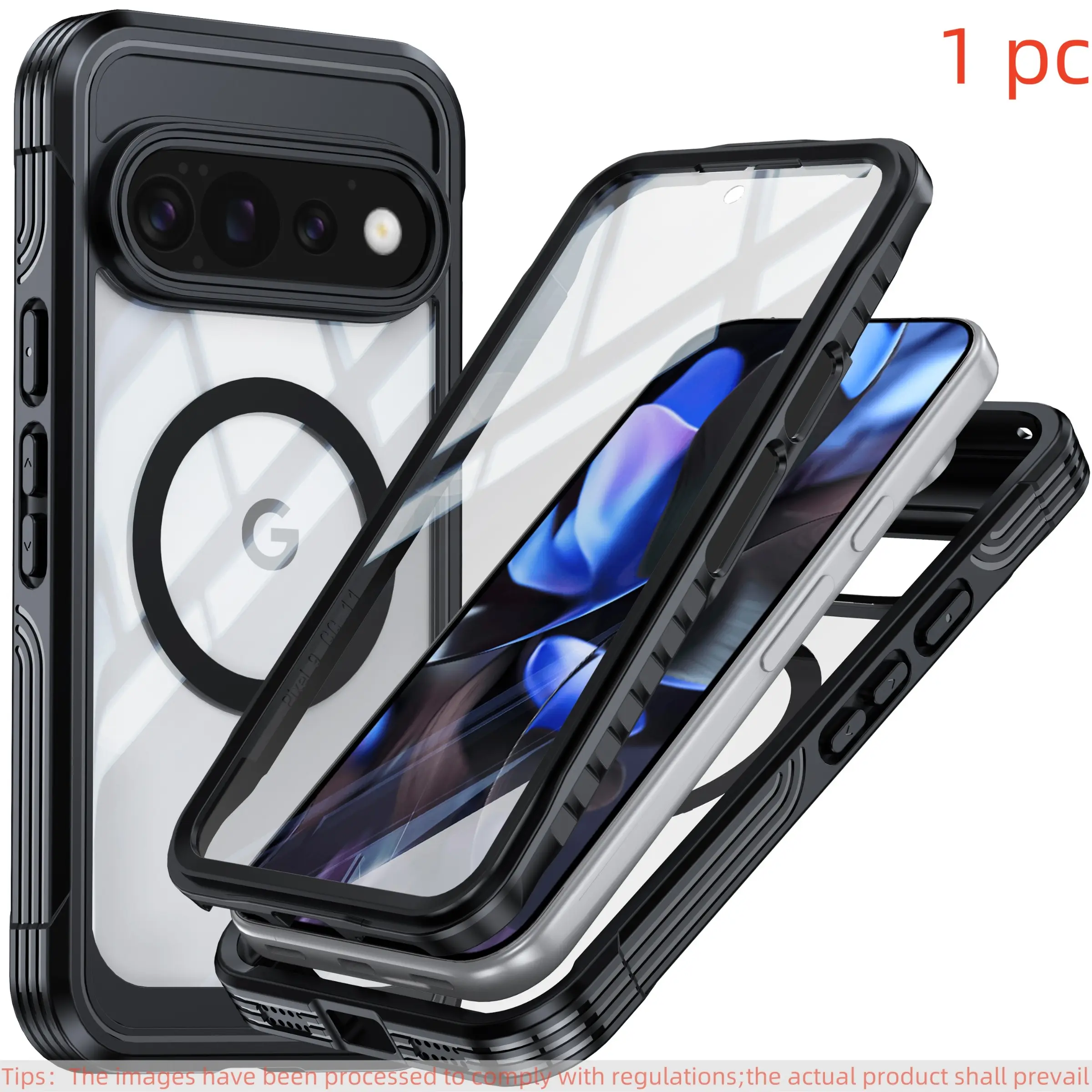360 Full Coverage Magnetic Transparent Phone Case for Google Pixel 11/10/9 Pro Xl, Wireless Charging Compatible, Shockproof Minimalist Design, Protective Smartphone Casing