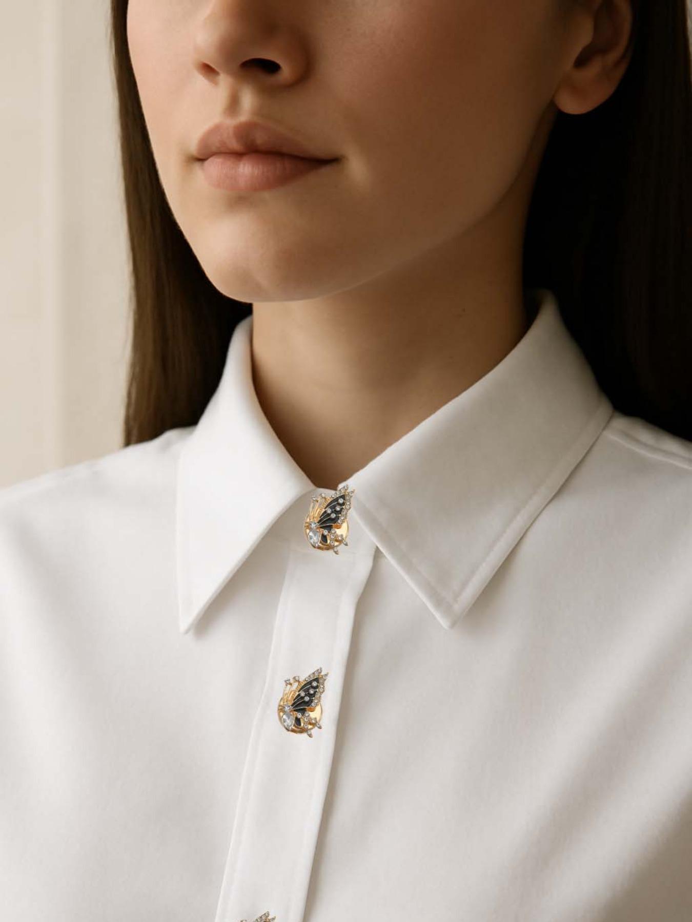 2-Piece Rhinestone Butterfly Shirt Collar Set, Elegant Design for Formal or Casual Occasions, Ideal Gift for Weddings, Dates and Parties