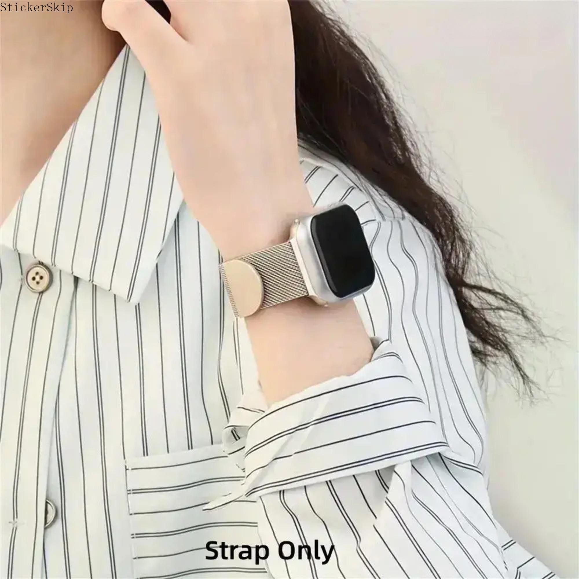 2026 New Milanese Loop Apple Watch Band – Magnetic Stainless Steel Mesh Strap for Women & Men, Adjustable Breathable Waterproof Wristband Compatible with 38–49mm Series 1–11, SE & Ultra, Daily Wear & Business Gift