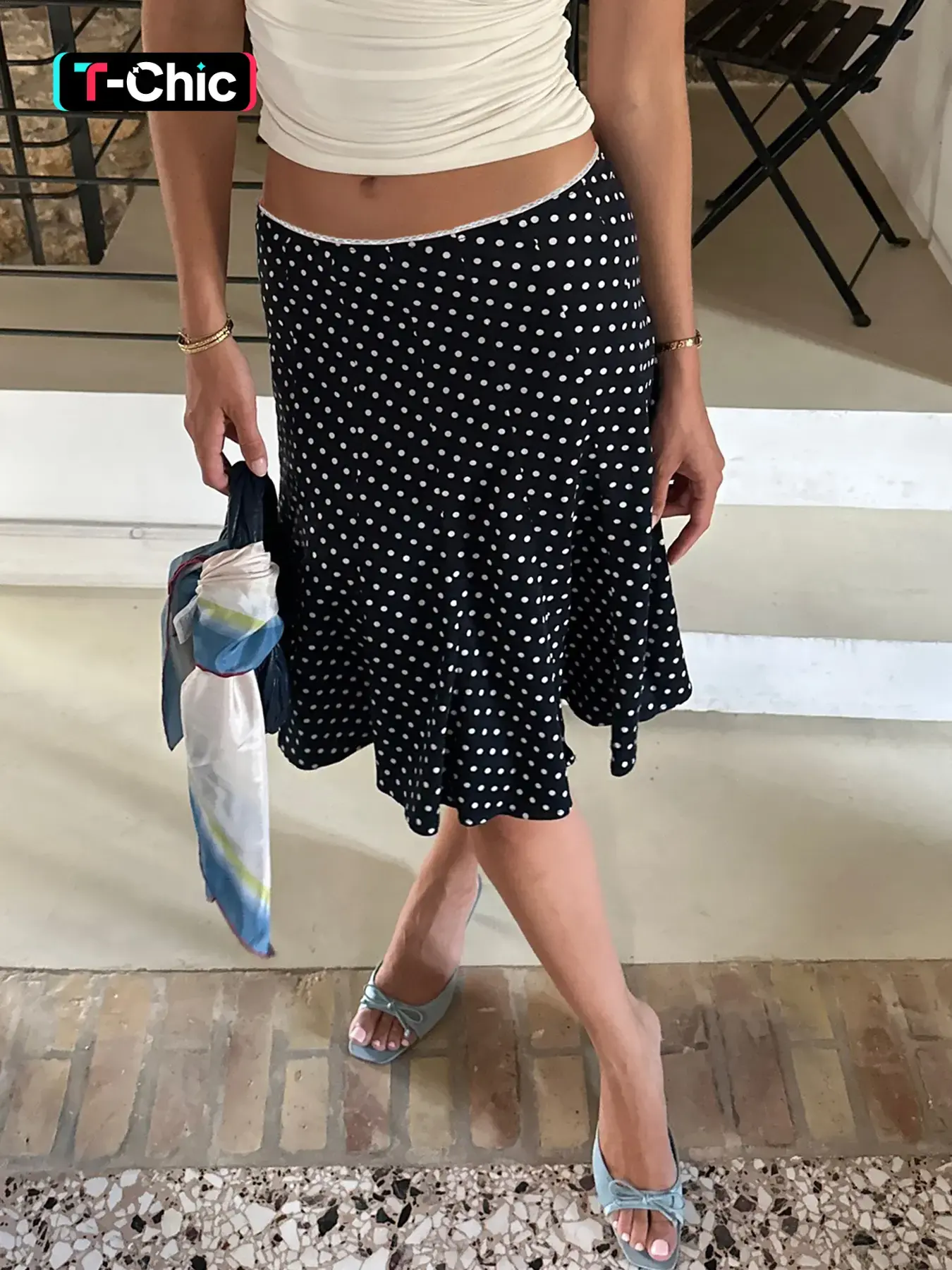 Women's All Over Polka Dot Print Mermaid Skirt, Casual Drop Waist Skirt for Daily Wear, Ladies Fall & Winter Bottoms, Boho Casual Skirts, Casual Fashion Skirt, Bohemian Skirt, Bohemian Style Skirt, Printed Skirt