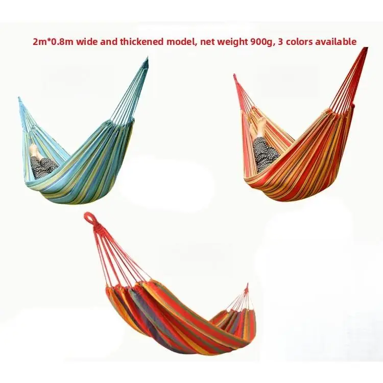 Thickened Canvas Single-Person Hammock - Foldable, Wear-Resistant, High Load-Bearing Performance Outdoor Relaxation Gear with Carry Bag, Includes Rope Set for Hiking, Camping, Indoor Dorm Use