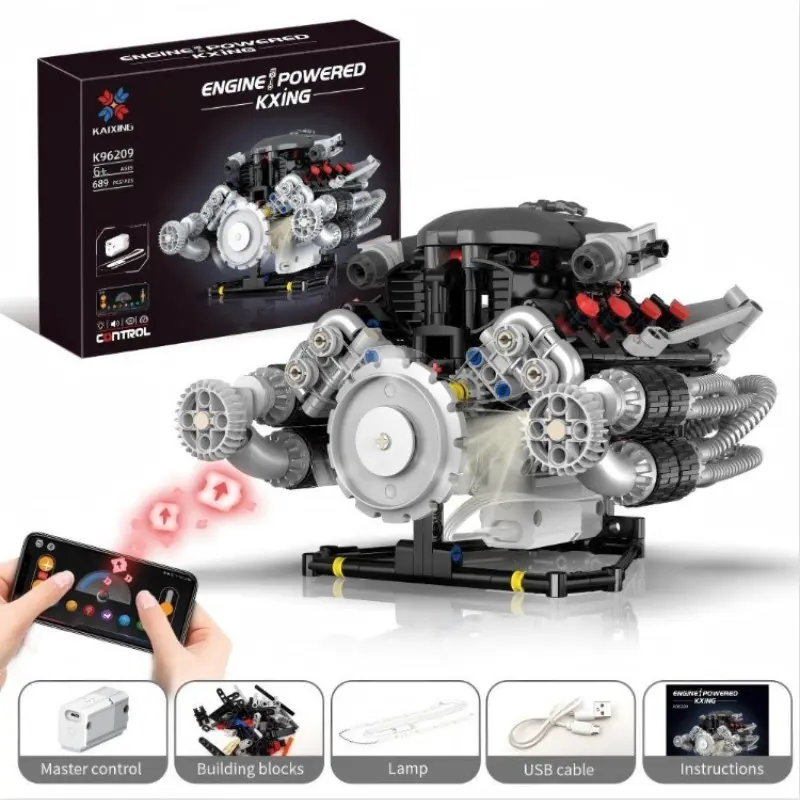 V8 Electric Engine Building Blocks, Programmable Phone Remote, Mechanical Model Kit, Desktop Decor, Gift Box, Perfect Birthday Present