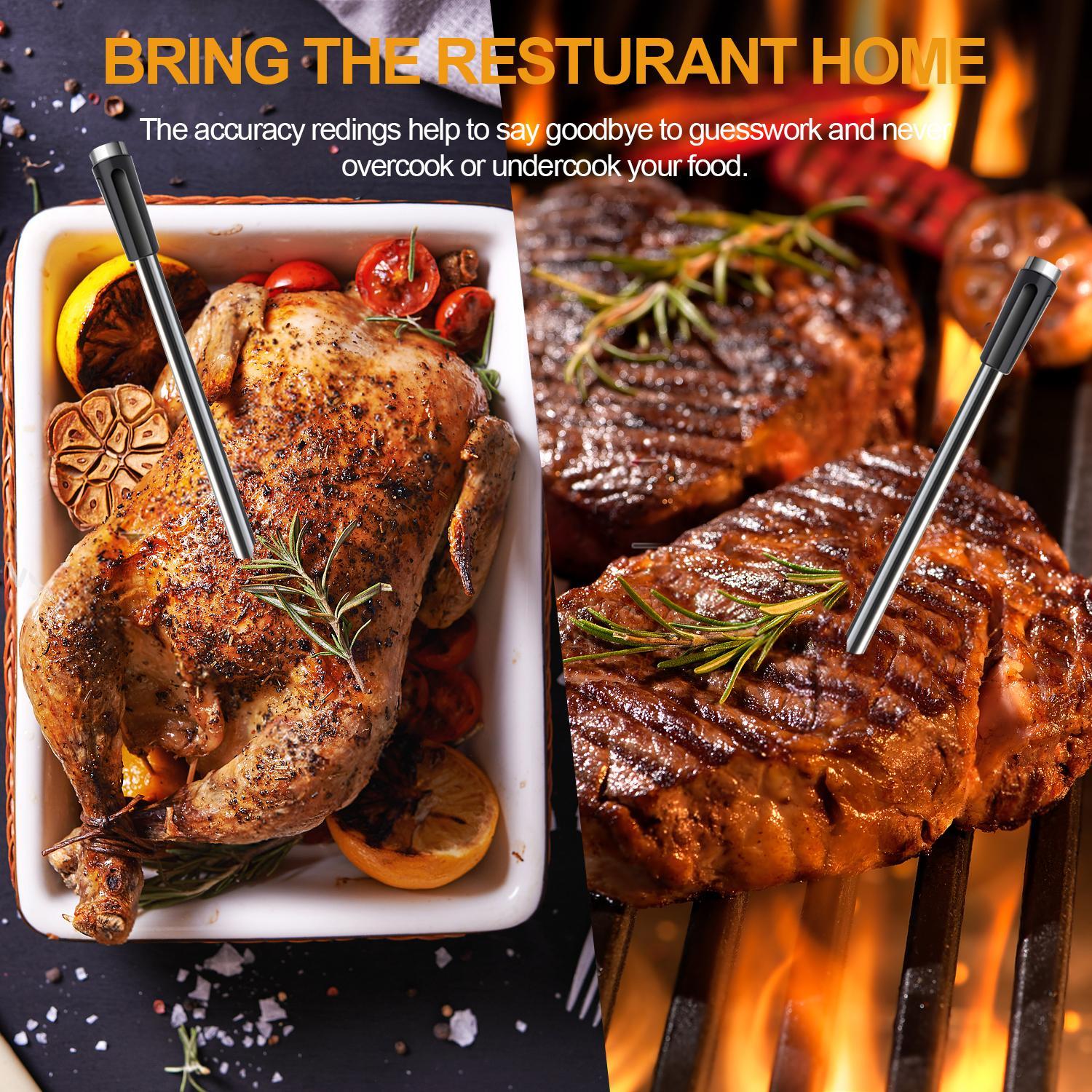 Wireless Meat Thermometer, 1 Box Smart Digital Cooking Thermometer with Wireless Probe, Bluetooth-compatible Food Thermometer for BBQ, Oven