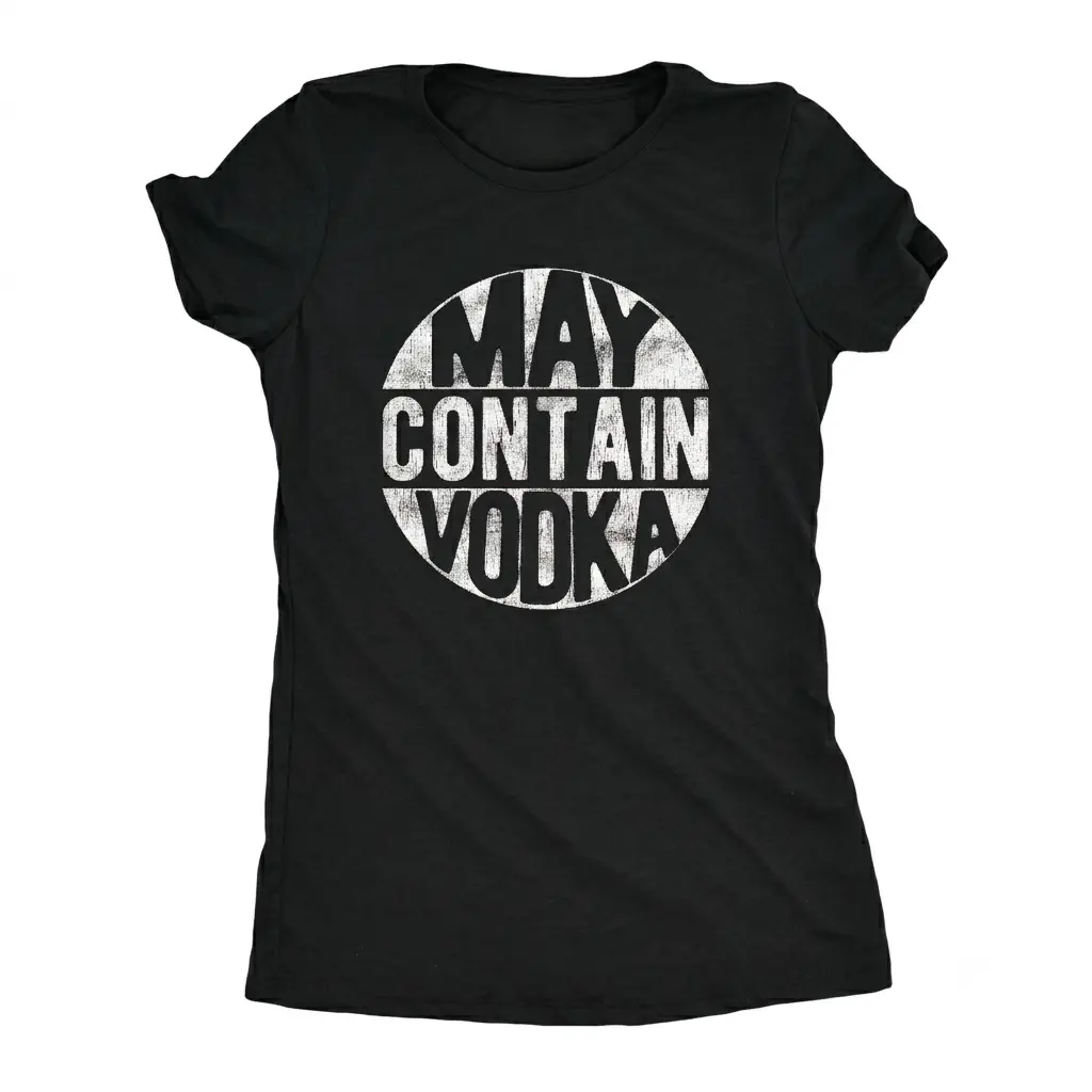 Womens May Contain Vodka T Shirt Funny Liquor Drinking Party Graphic Tee Funny Womens T Shirts Cute Vintage Fashion Casual Ladies T-Shirt Gift Liquor Tops for Women Funny Drinking Top Women's Novelty Tees Red