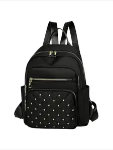 Women Mini Backpack Purse, Quilted Diamond Rivet Waterproof Nylon, Multi Pocket Lightweight Casual Shoulder Bag, Ideal for Shopping & Travel