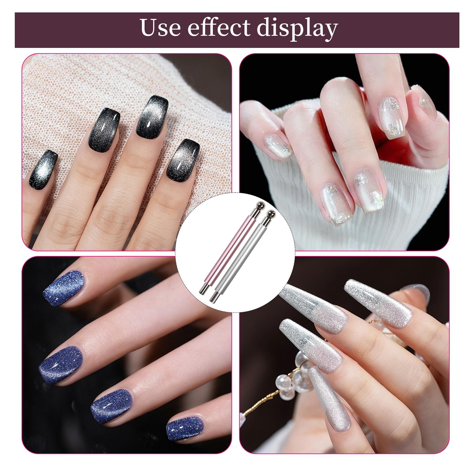 2025 Glass Bead Cat Eye Nail Art Magnet Rod, Large Double-Head Round Steel Bead Magnet, Multi-Function Magnetic Stone Nail Polish Tool for Nail Salon, Professional Nail Art Tool, Nail Art Manicure