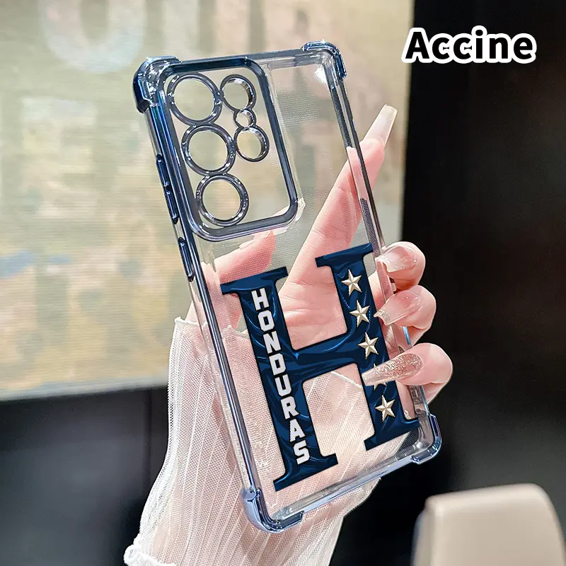Transparent Protective Phone Case for Samsung Galaxy S22+ Edge, S23 Ultra, S24 Plus, S25, S26 - Honduras Starred H Pattern, Full Lens Protector, Anti-Slip Design - Smartphone, Cellphone, Handheld Devices Protection Cover, Casing