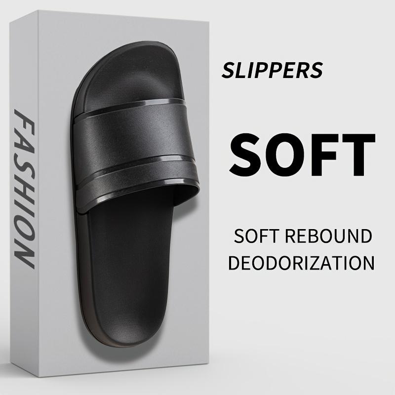 Men's Casual Solid Color Slides, Fashionable Soft Comfortable Slippers for Indoor Outdoor Wear, All-match Commuter Shoes for Work & Daily Wear, Boy Footwear Flipflop Tsinelas Black