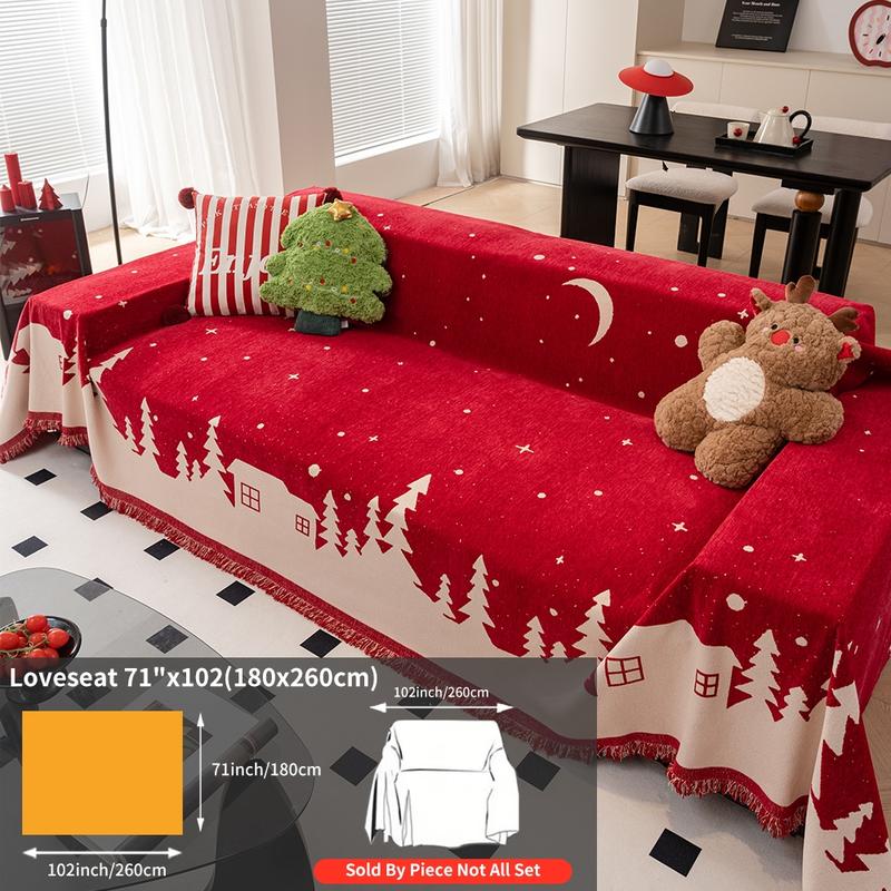 Christmas's Day Dust and Cat Scratch Proof Full Cover Sofa Towel, 1 Count Can Be Used As A Shawl Cover Blanket for Sofa, Bedroom, Picnic Mat, Multi-functional Cover Towel Can Be Used in All Seasons, Sofa Couch Covers