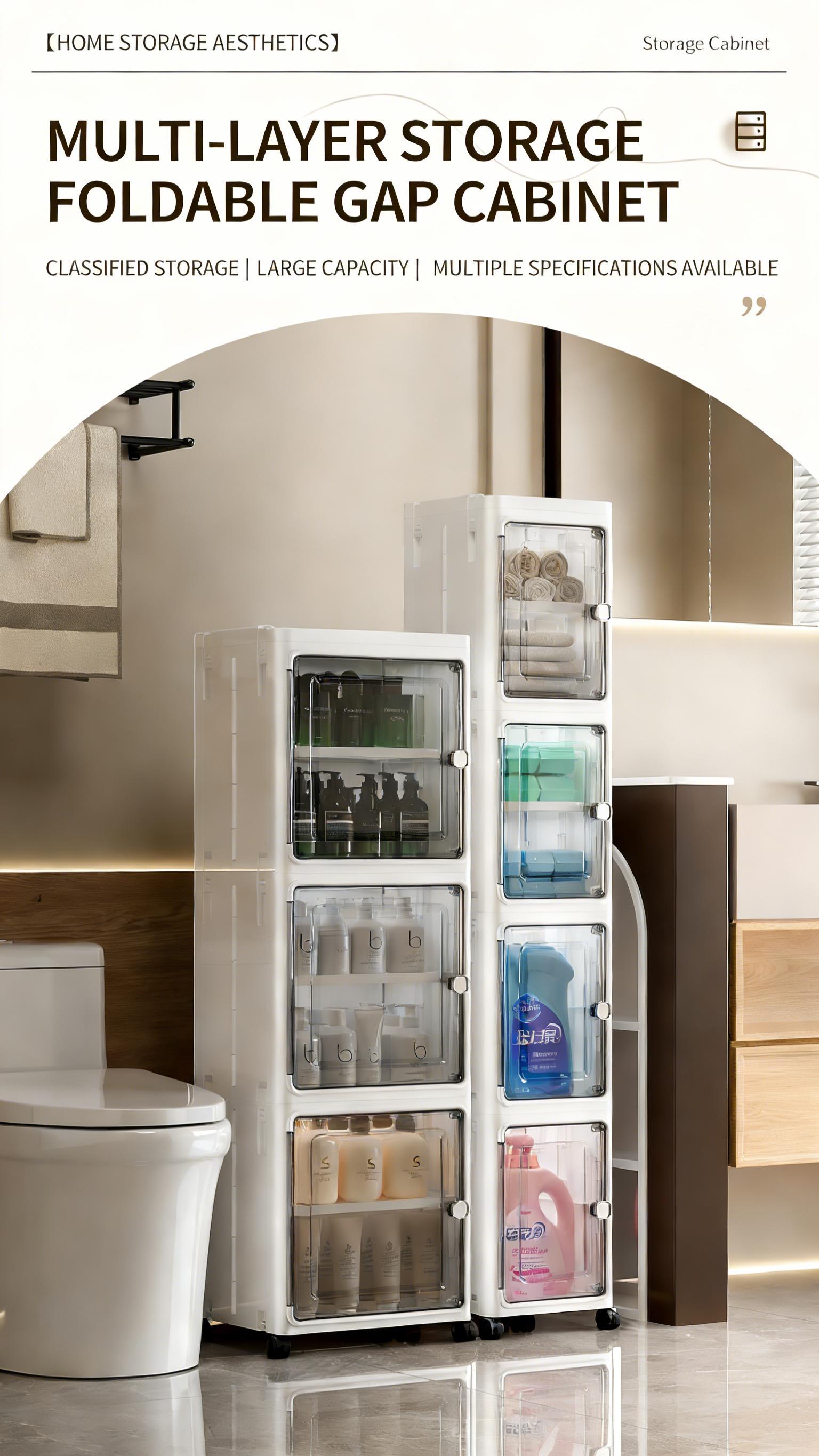 Stackable 5-Tier Plastic Storage Boxes with Wheels & Lids, Folding Design for Home Office Dorm Organization (White)