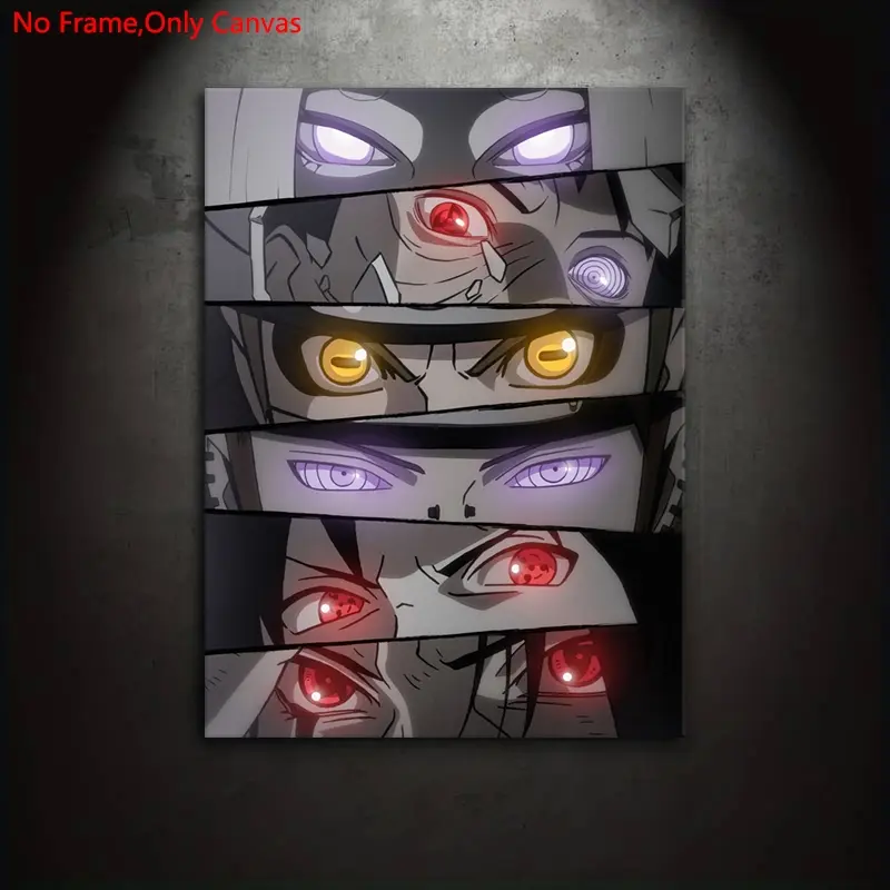 Frameless Canvas Painting Print Poster, Unframed Classic Japanese Anime Eyes Artistic Art Print, Anime Design, Perfect Gift for Anime Fans, Ideal Wall Decoration for Bedroom, Living Room, Kitchen, Dorm Hallway, Modern Wall Art, Art Work For Wall Decor