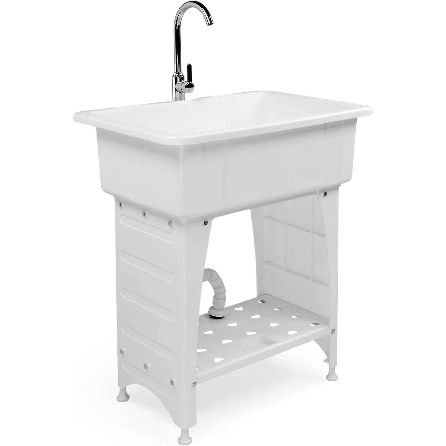 KARLHOME Utility Sink with Hot & Cold Faucet, 150lbs Load Capacity, Upgraded Height & Version, Use for Laundry Room, Garage, Garden, Basement, 32.3’’L×22.4’’W×36.2’’H
