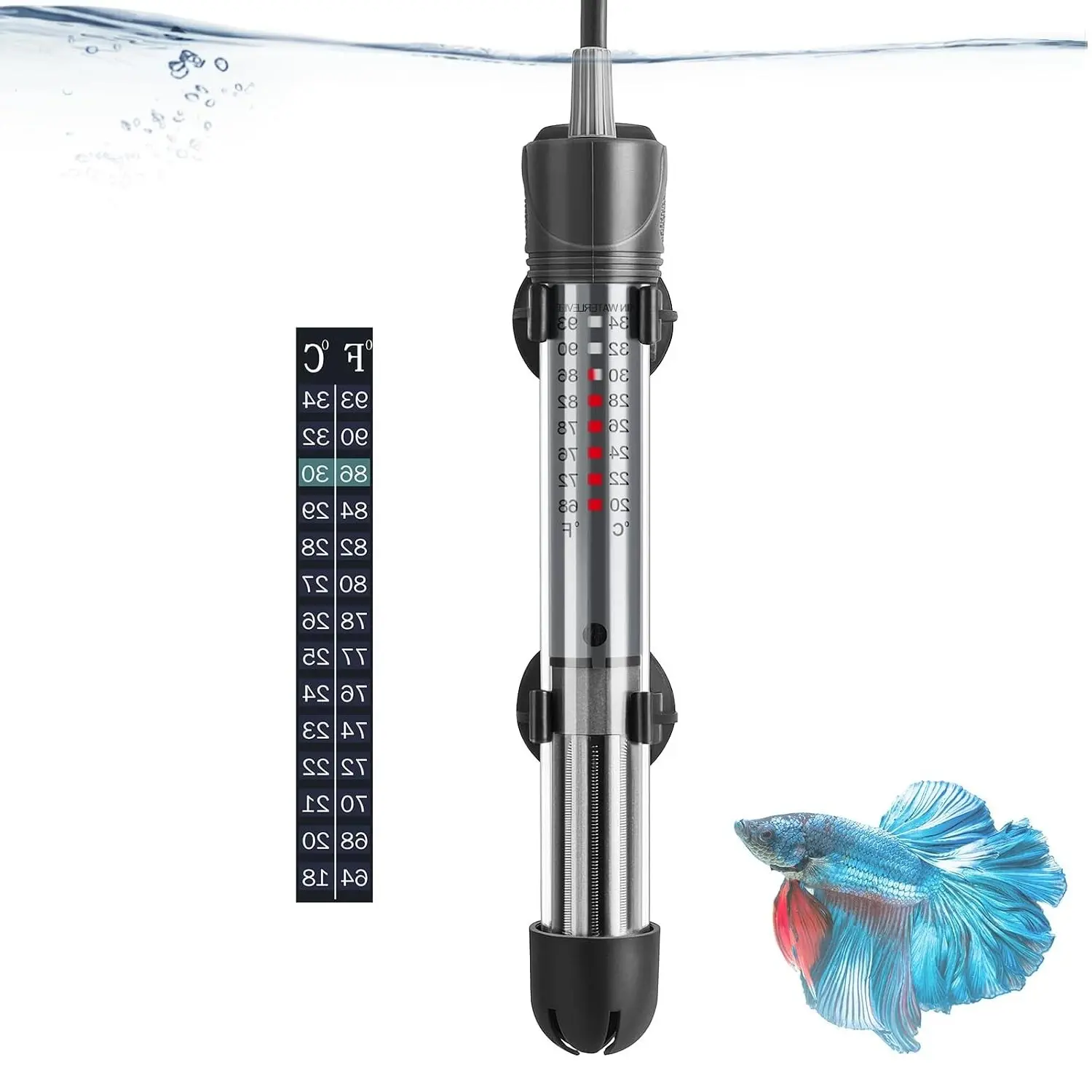 50W Adjustable Submersible Aquarium Heater with Thermostat, Fish Tank Heater with Suction Cups for 6-15 Gallon TanksGift