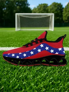 Shoes For Men, USA Star & Stripe Print Lace-Up Low Top Sneakers, Classic Lightweight Sports Shoes, Comfortable Tennis, Running & Walking Shoes, Breathable Plus Size
