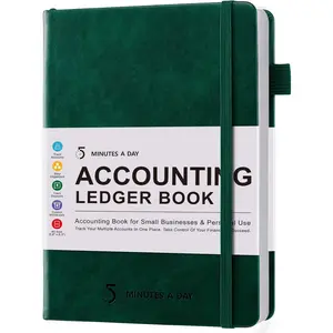 5 MINUTES A DAY Accounting Ledger Book: Business Expense Tracker Notebook - Personal Finance Checkbook for Small Business or Personal Use – Simple Ledger Books for Bookkeeping - Dark Green,5.8” x 8.5”