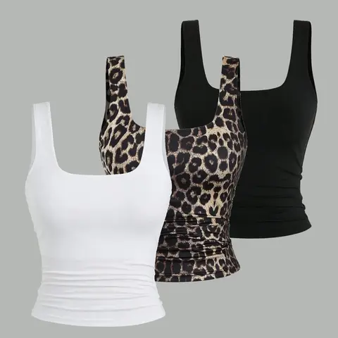 Women's Casual Basic Minimalist Tank Top, Cropped, Fitted Plain Design, High Elasticity, Waist Cinching, Versatile for Office, Gym & Summer Wear